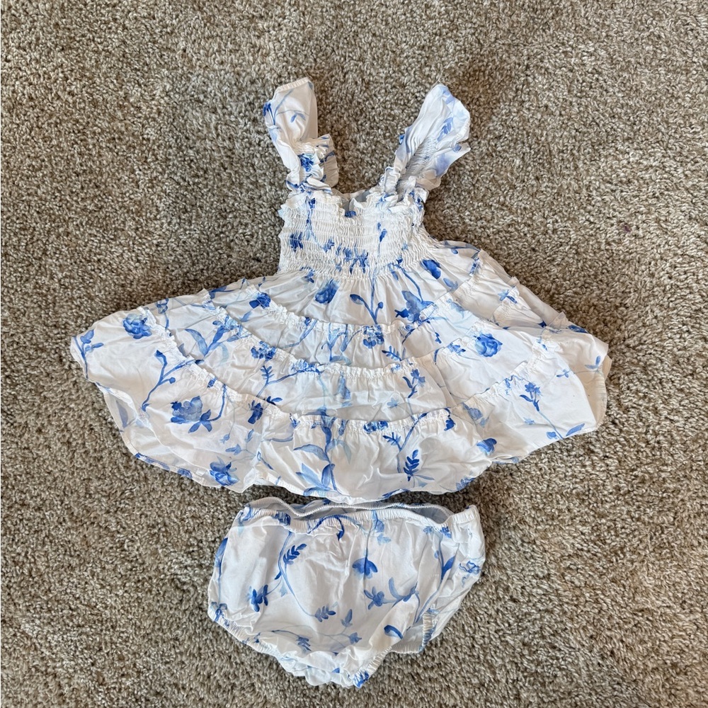Hill House Baby Ellie Nap Dress Blue Botanical
